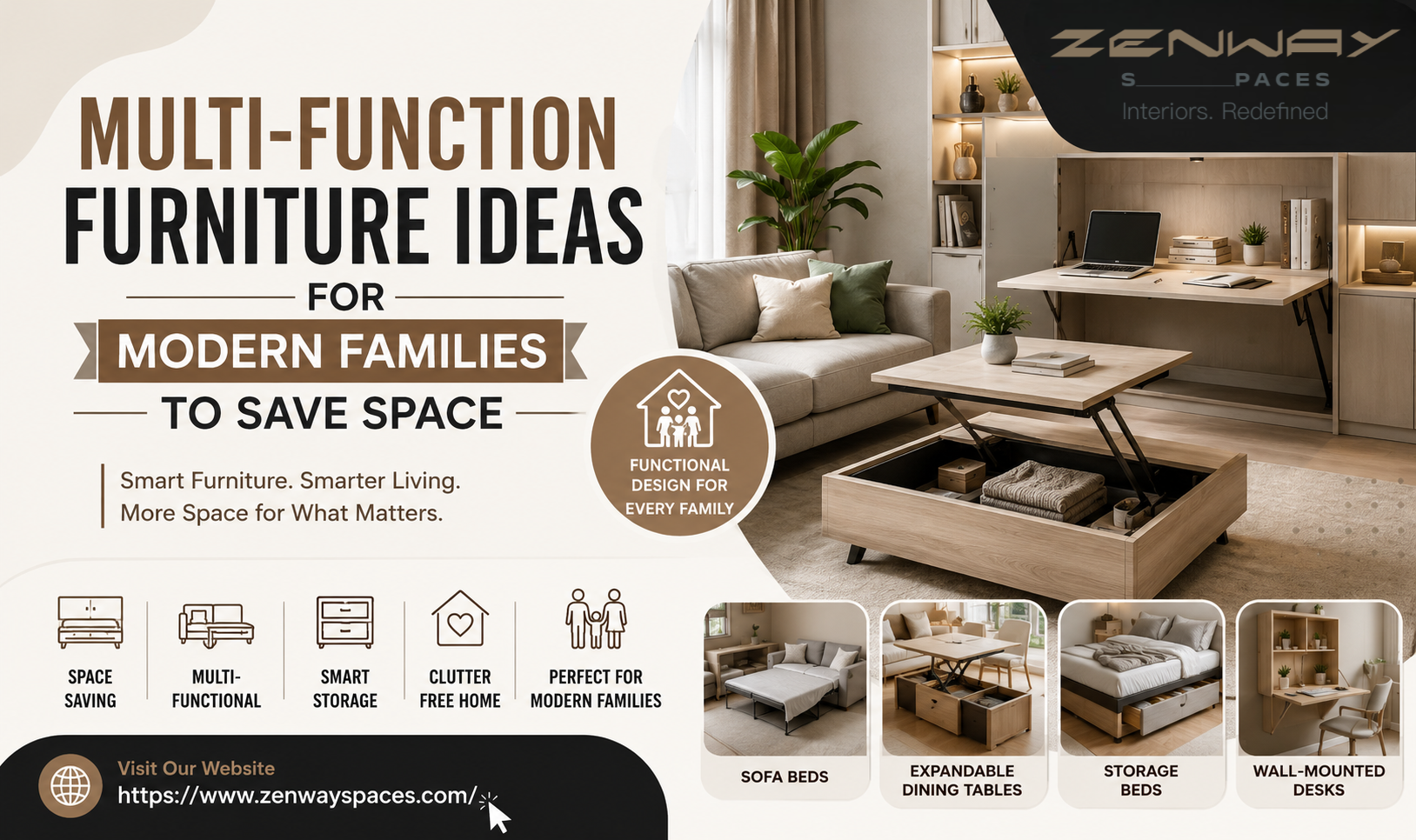 Multi-Function Furniture Ideas for Modern Families to Save Space