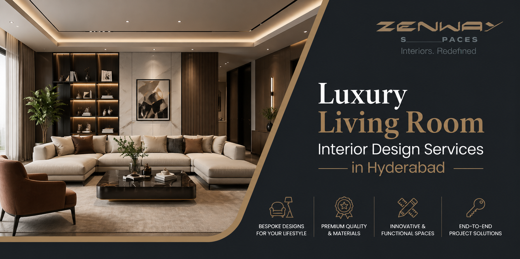 Luxury Living Room Interior Design Services in Hyderabad